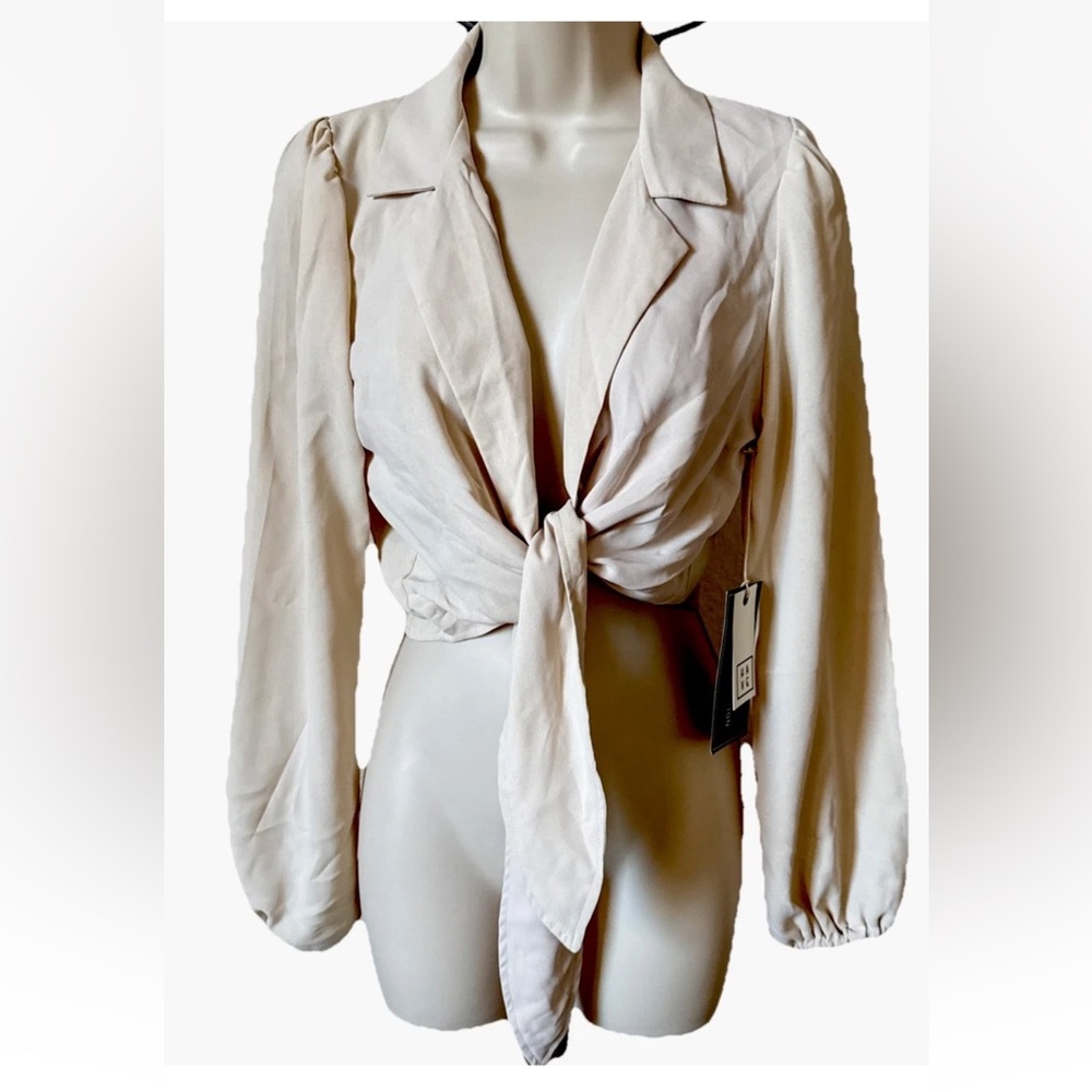 Have Cream Blouse with Tie Detail Size Medium